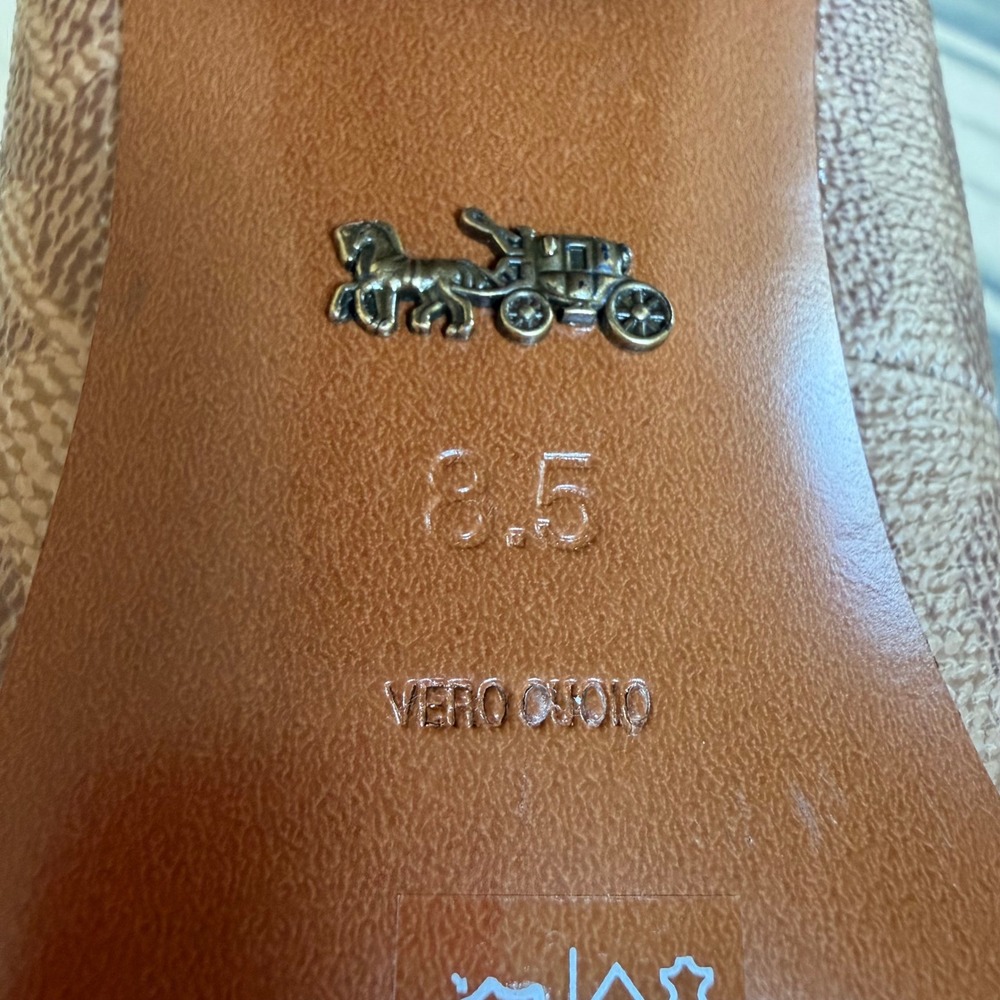 Coach Jade Block Heel Pumps Women 8.5 Leather Snakeskin Career Luxury Preppy - Picture 8 of 9